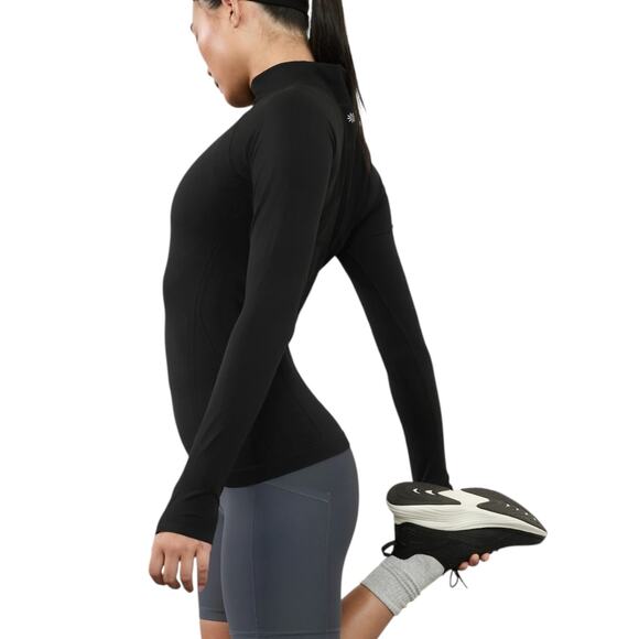 Athleta Black Momentum Seamless Mock Neck Top Size Large - Picture 4 of 5